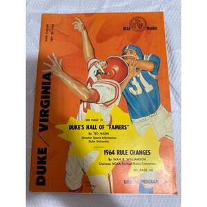 1964 Duke Blue Devils vs Virginia Football Program- 9/26/1964 Game Day Vintage